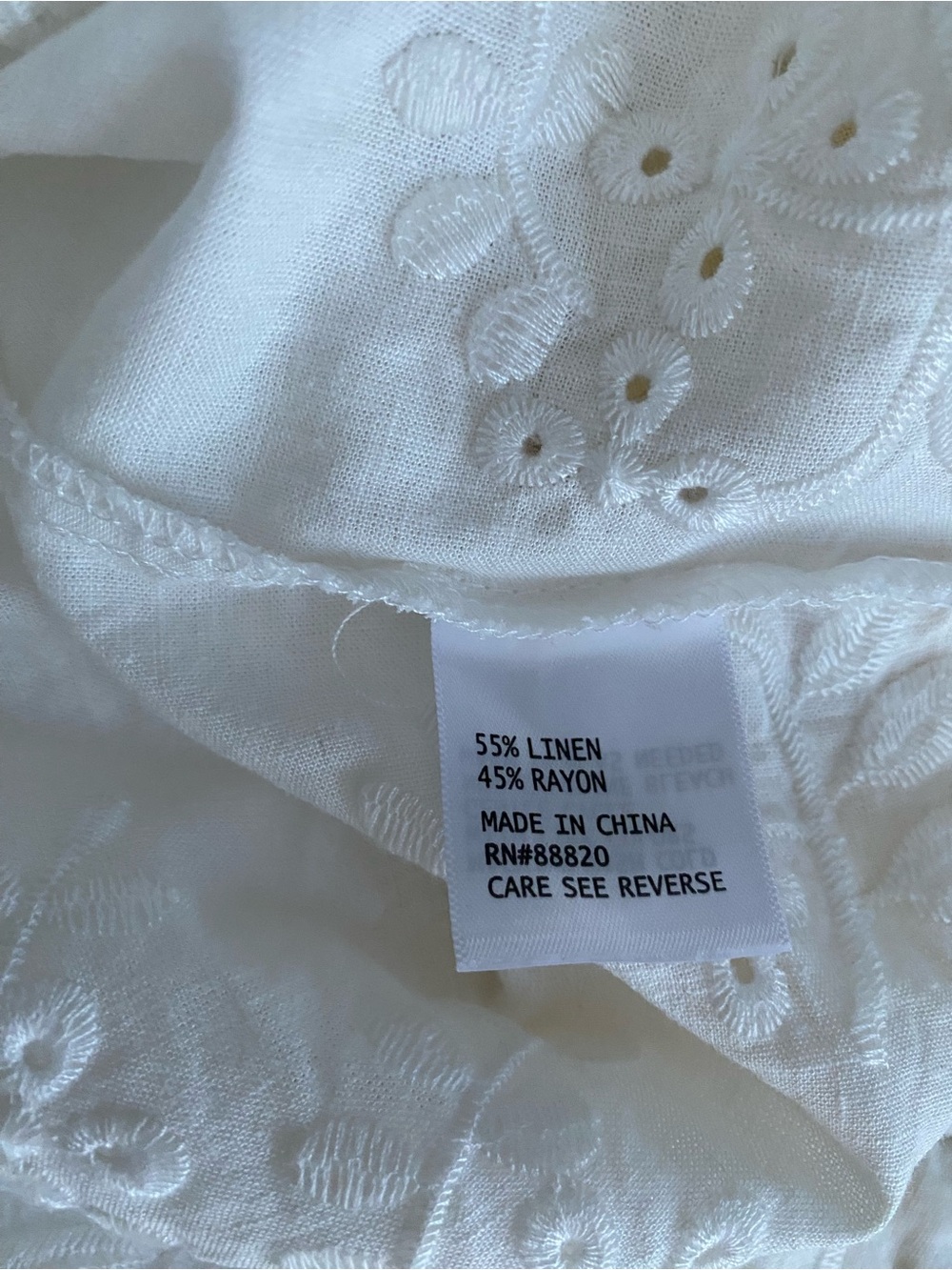 Christian Siriano White Embroidered Blouse Tie Front Sz S Romantic Linen Boho - Picture 8 of 8